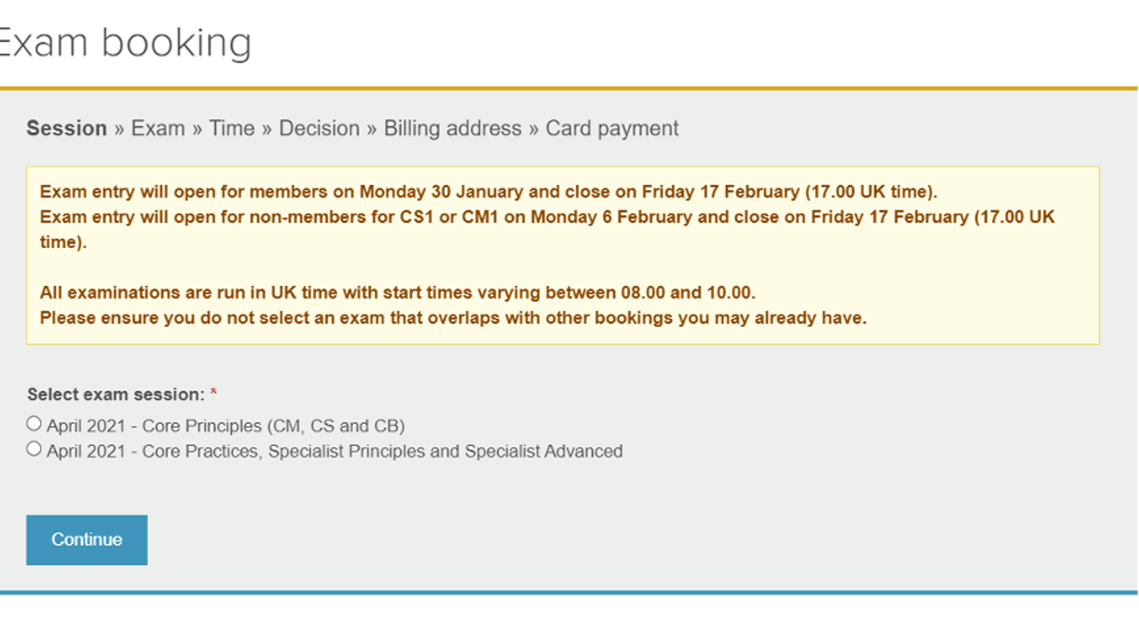 exam-booking-process